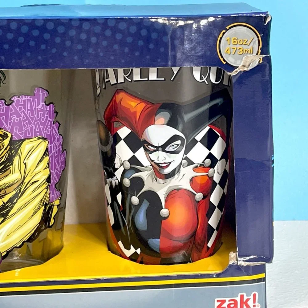 Zak! 4 Piece Collectible Batman Themed Glasses 16oz‎ Tumbler Glass Set